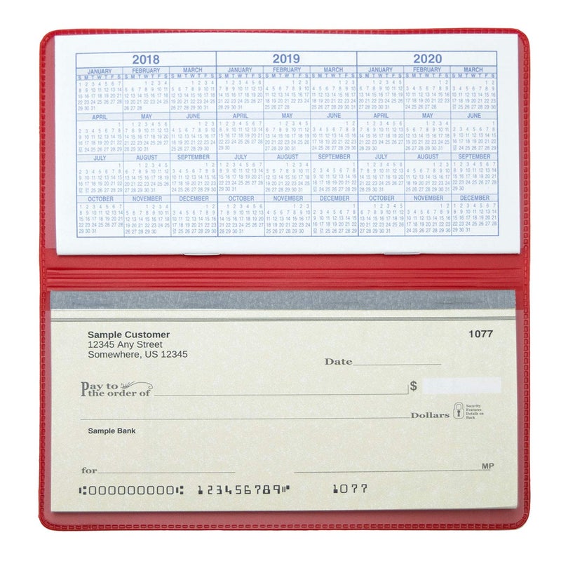 CAROUSELCHECKS Red Vinyl Checkbook Cover, Top Tear Personal Vinyl Checkbook Cover - Image 2